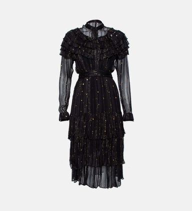 Dodo-bar-or Chiffon Shimmering Lurex Threads Midi Dress Preowned