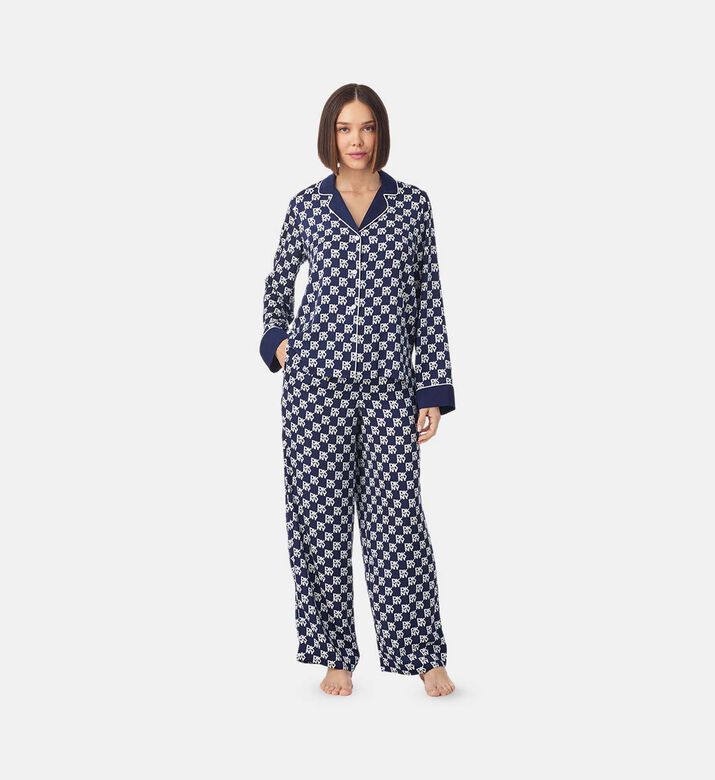 طقم بلوزة بطبعة مربعة