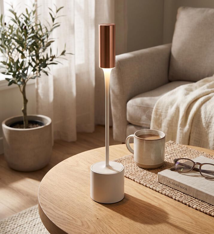 Zafferano Carolina Cylindrical Table Lamp, Ivory, Packshot View