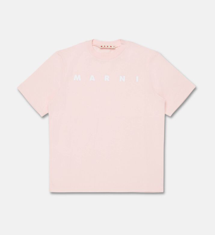 Marni Cotton Logo-print T-shirt, Pink, 14y, Packshot View