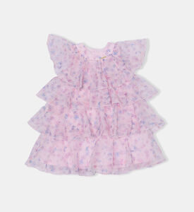 طقم فستان بطبعة أزهار بطبقات