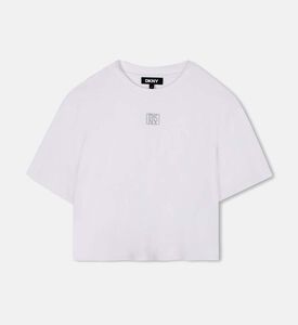 تيشيرت قصير الأكمام بتطريز شعار