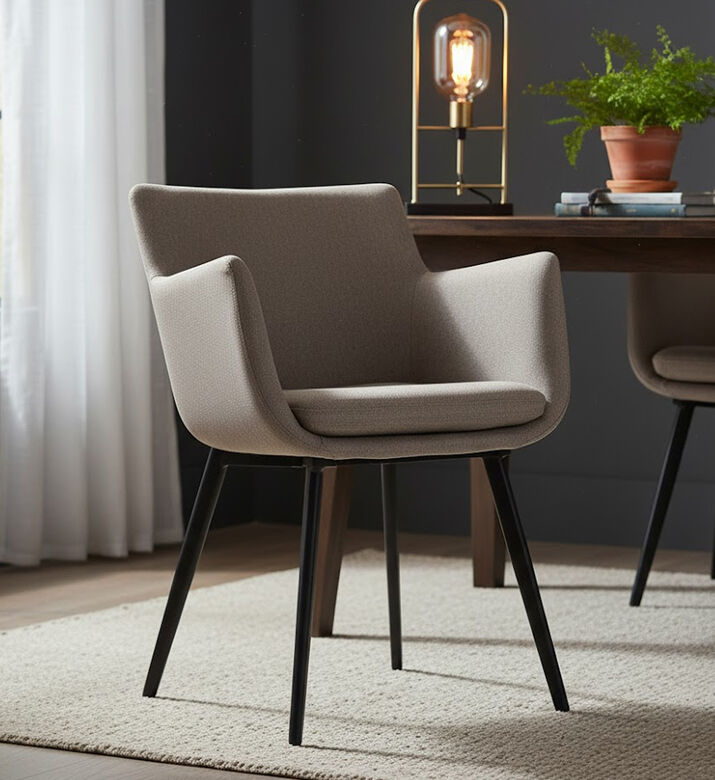 Home Deco and More Camron Fabric Dining Arm Chair, Beige, Packshot View