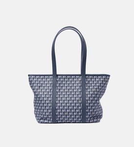Maya.M All-over Monogram Medium Zip Tote Bag, Navy, Packshot View