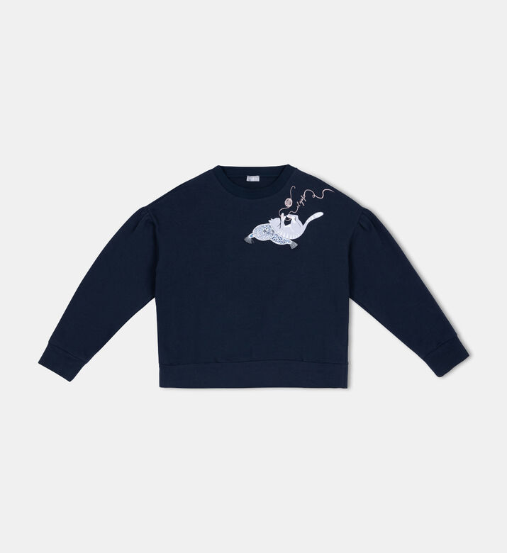 Cotton Cat-print Sweatshirt