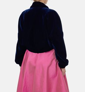 Blue For Burgundy Embellished Buttons Cropped Jacket, Navy, 40, Model View