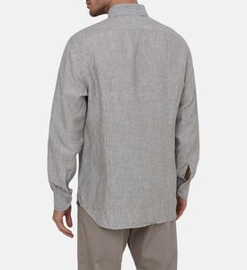 قميص كتان المخطط بأزرار أمامية