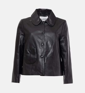 Leather Front Patch Pocket Long-sleeve Jacket
