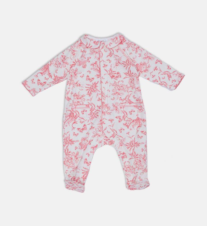 Floral-print Integrated Footies Long-sleeve Romper