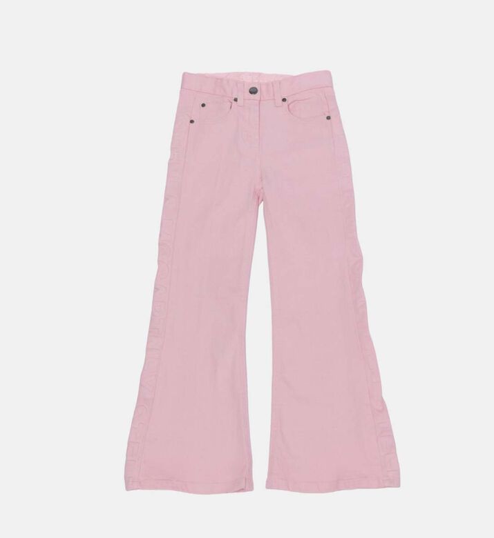 Cotton Embossed Logo Flared Trouser