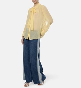 Alice and Olivia Tie Neck Long-sleeve Blouse, Model View