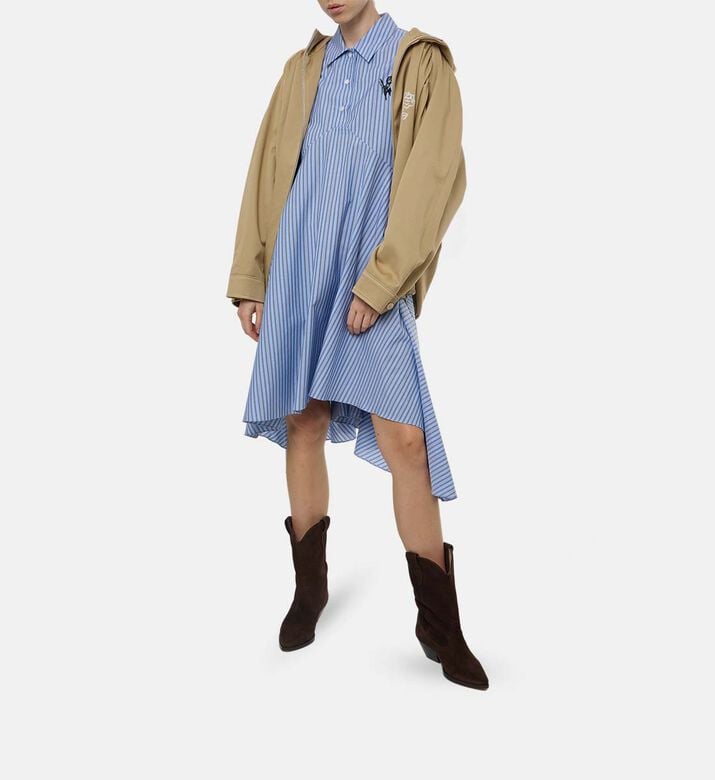 Marni Embroidered Detail Striped Shirt Dress, Model View Marni Embroidered Detail Striped Shirt Dress, Model View