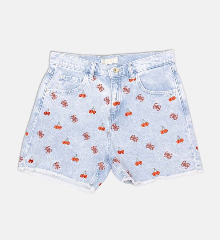 Logo-embroidery Button Closure Denim Shorts