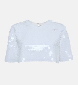 بلوزة قصيرة مزينة بترتر