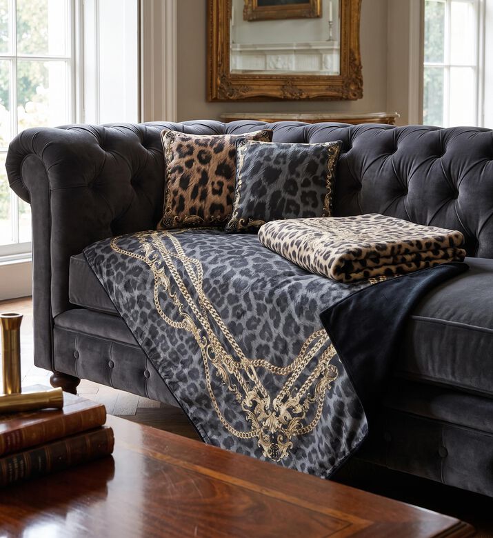 Philipp Plein Leopard Chain Pattern Throw, Packshot View