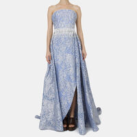 Embellished Bandeau Flared Gown
