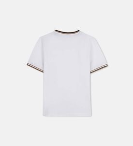 تيشيرت قصير الأكمام بتفاصيل مخططة