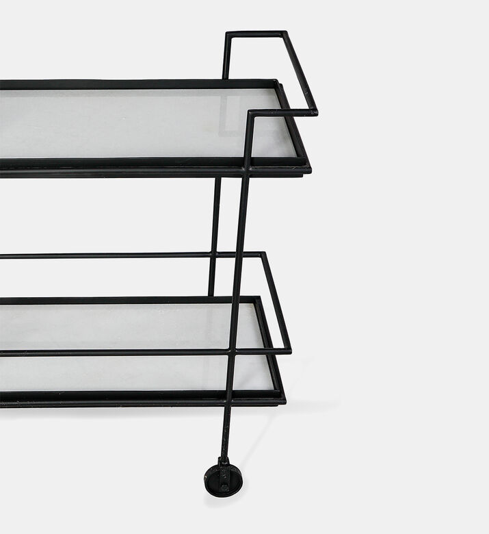 Home Deco and More Jitsu Wheeled Iron Marble Bar Trolley, Packshot View
