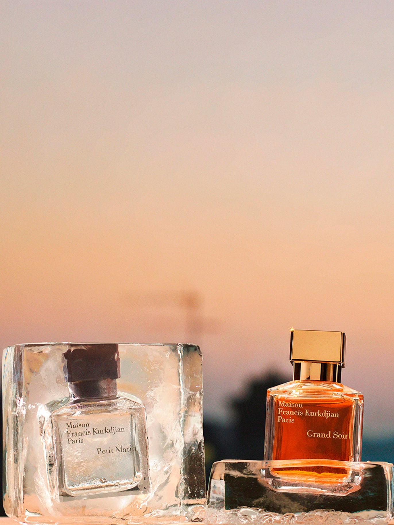 Image of MFK perfumes on a sunset