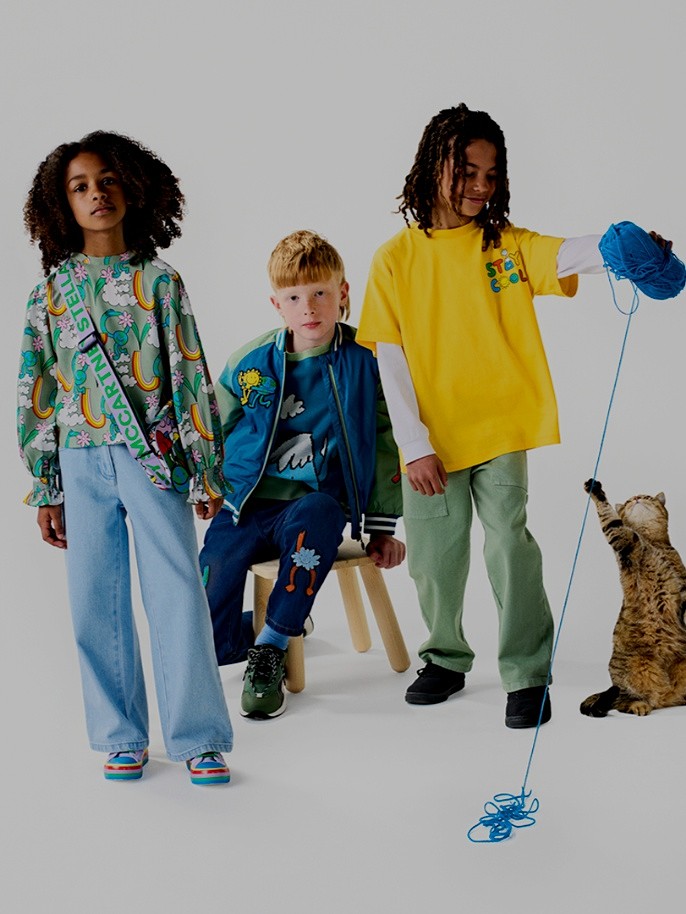 Image of kids models in Stells McCartney outfits