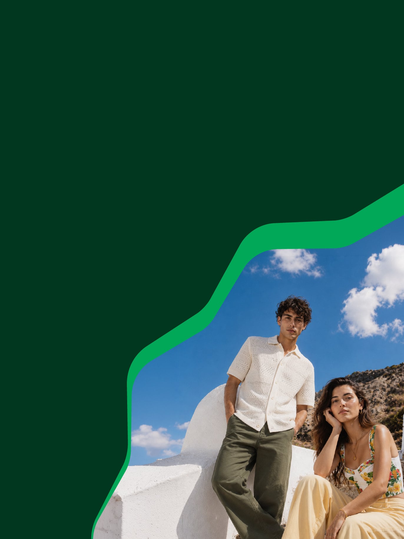 Image of models with green background