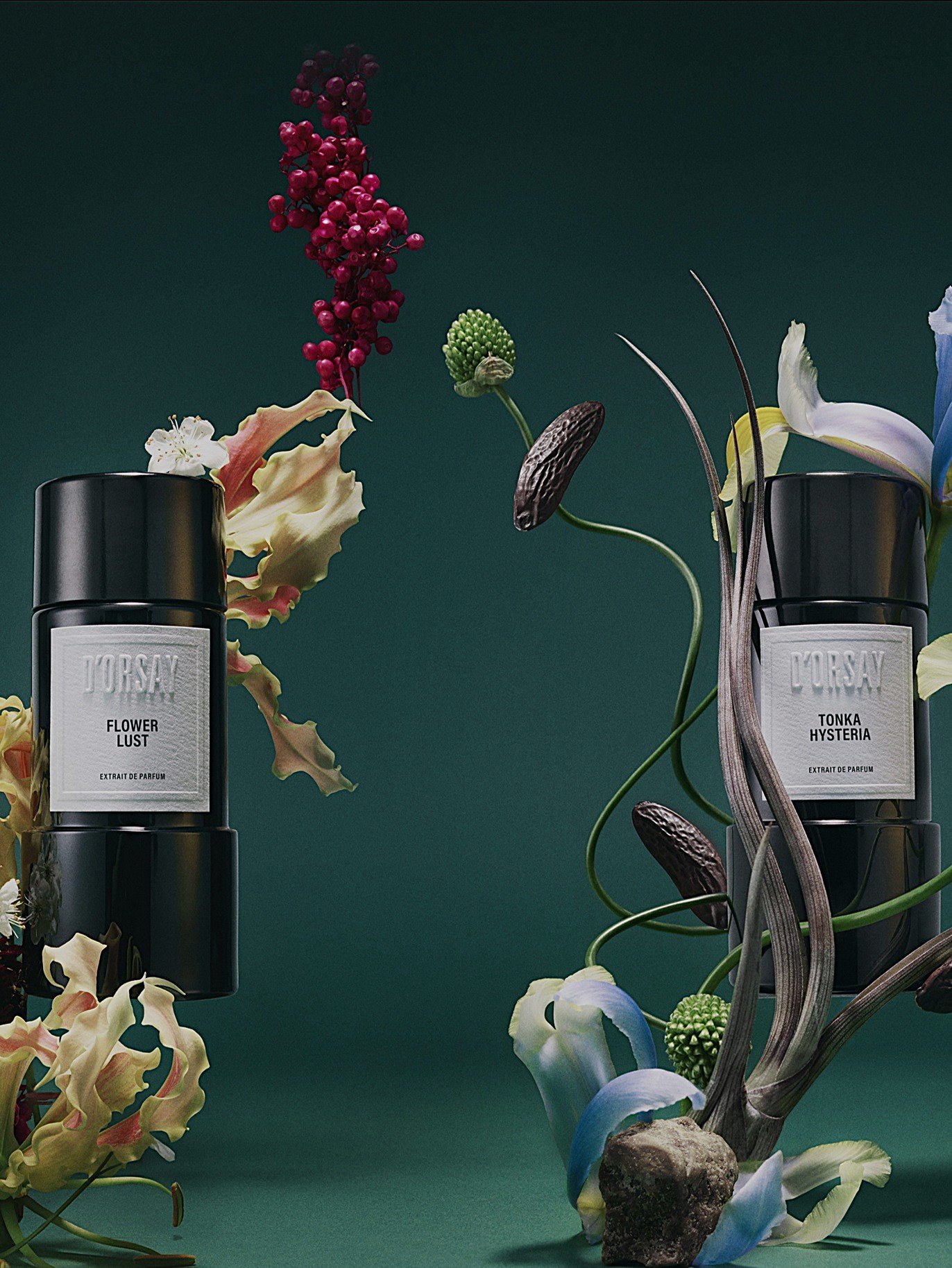 Image of D'ORSAY fragrances on green background