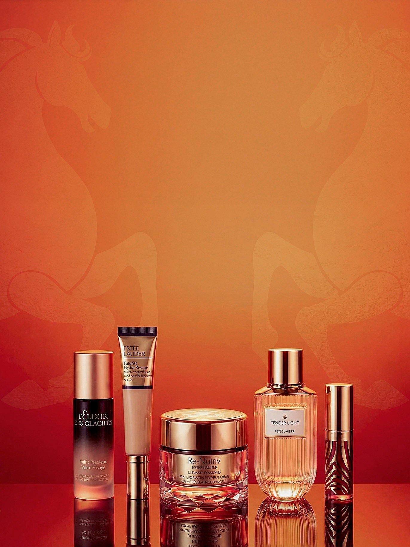 Image of beauty products on the red background